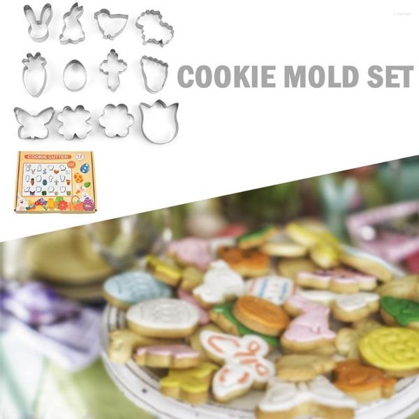 Moldes para hornear 12 unids/set cortadores de galletas de acero inoxidable Pascua DIY sándwich cortador de grado alimenticio divertido creativo hecho a mano linda cocina