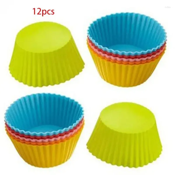 Moldes para hornear 12 unids Molde de pastel de silicona Redondo Muffin Cupcake Liner Postre Taza de chocolate Q1JA