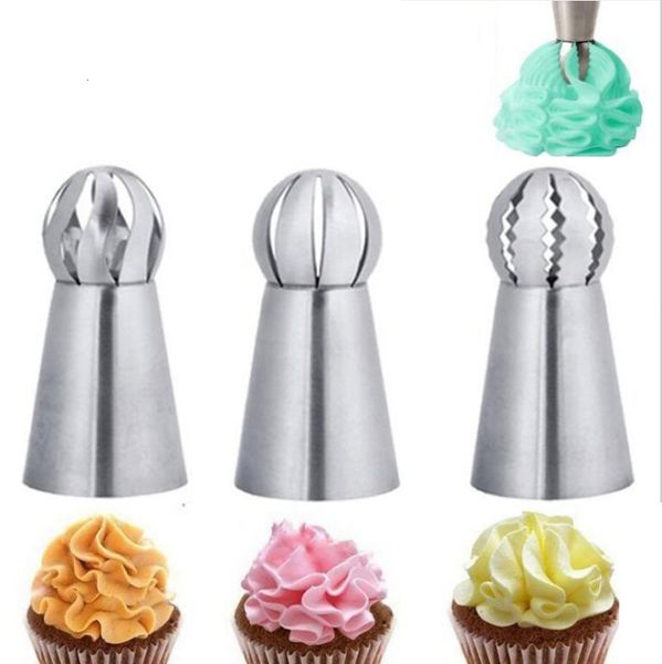 Moldes para hornear 13pc Cupcake Esfera de acero inoxidable Forma de bola Forma de glaseado Boquillas de tubería Pastelería Crema Consejos Flor Antorcha Tubo Herramientas de decoración 230923