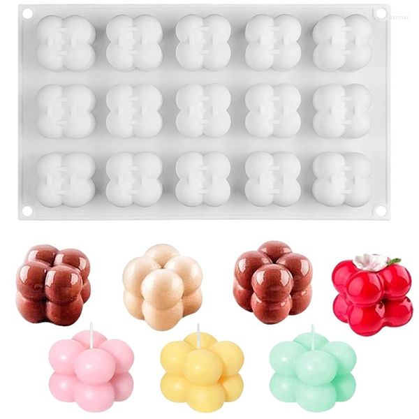 Moules de cuisson 15 cavités Silicone bulle boule gâteau moule Mini 3D Cube Mousse pouding gelée Dessert bougie savon moule