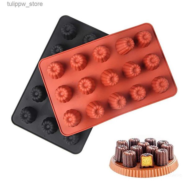 Moldes para hornear 15 Cavidad Cilindro redondo Molde de silicona Antiadherente Canel Molde para hornear Canneles Cake Pan Diy Jabón Molde Cupcake Bandeja para hornear L240319