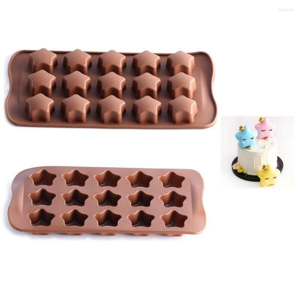 Moldes para hornear 15 cavidades en forma de estrella silicona chocolate galletas para galletas para galletas tortas de decoración de pasteles de hojaldre