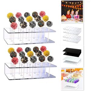 Bakvormen 15 Gaten Acryl Lollipop Display Stand Rechthoek Vorm Duurzame Houder Bruiloft Snoep Dessert Stick