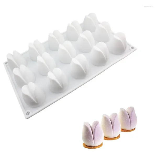 Moldes para hornear 15 HolesTulip Mousse Molde de silicona DIY Flower Bud Bone Jabón hecho a mano Herramientas de coche