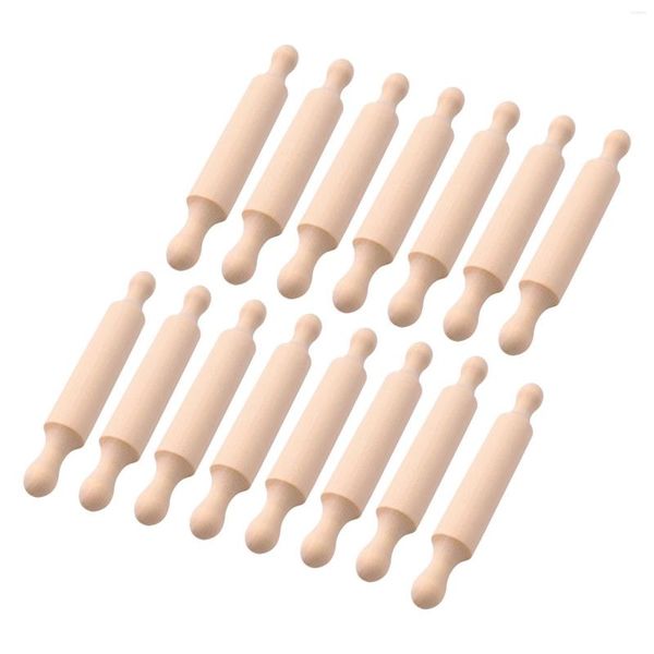 Moldes para hornear 15 piezas Mini rodillo de madera 6 pulgadas de largo cocina pequeño rodillo de masa de madera para niños Fondant