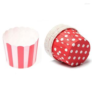 Moules de cuisson 150 Pcs Cupcake Wrapper Papier Gâteau Cas Tasses Doublure Muffin Cuisine 50 Rayures Rouges 100 Dot