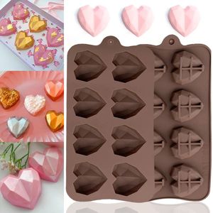 Bakvormen 158 Holte Diamant Hart Siliconen Chocoladevorm 3D Taartaccessoires Mallen DIY Ijsblokjes Biscuit Gebakvorm 231026