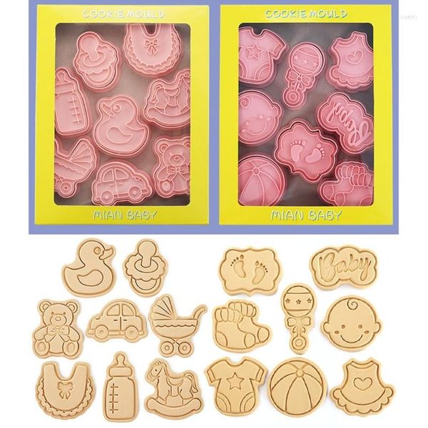 Moules de cuisson Lot de 16 emporte-pièces en matériau PP Timbres à biscuits Accessoires de cuisine sur le thème des bébés