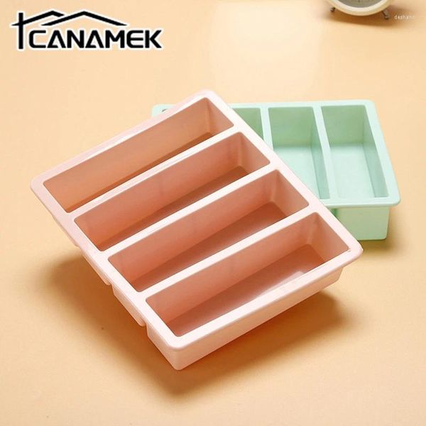 Moules de cuisson 1pc 4 grille longue bande silicone glaçons rectangle plateau moule bricolage non toxique durable cube de vin créatif