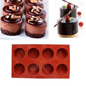 Bakvormen 1 pc 8 gaten ronde vorm siliconen mini cake pan mal handgemaakte cupcake jelly pudding mold koekje muffin soap diy gereedschap