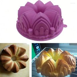 Moules de cuisson 1PC Big Crown Château Forme Silicone Gâteau Moule Mousse Antiadhésive 3D Cathédrale Anniversaire Pan Décoration Outils Grand Pain Fonda