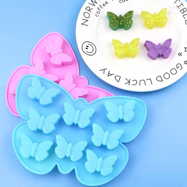 Moldes para hornear 1 unid Mariposa Bandeja de cubitos de hielo Jello Molde de silicona DIY Jabón Fabricación Baño Cera Melt Maker Cocina Pastel Decoración Suministros