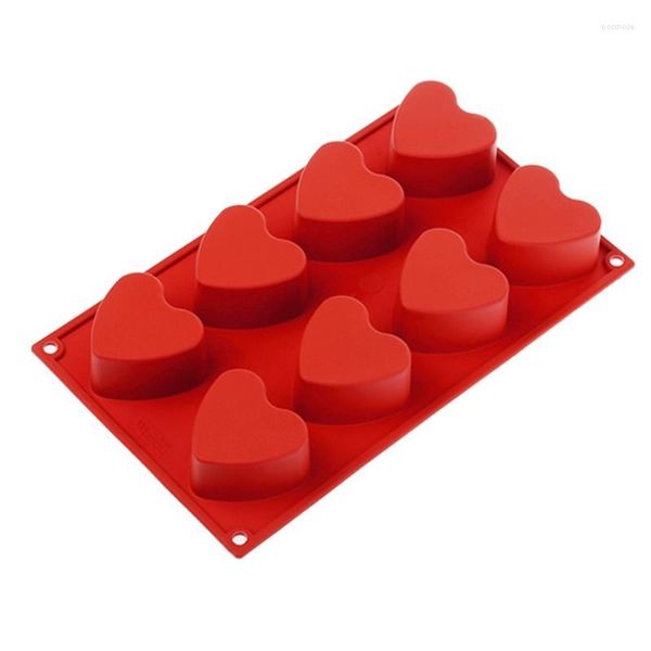 Moldes para hornear, 1 pieza, molde para pastel en forma de corazón, antiadherente, 8 cavidades, accesorios de herramientas de Chocolate DIY de silicona