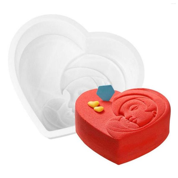 Moules De Cuisson 1pc Fête Des Mères Amour Anniversaire Silicone Gâteau Moule Bricolage En Forme De Coeur Bougie Moules À La Main Décorations Molde De Torta L5