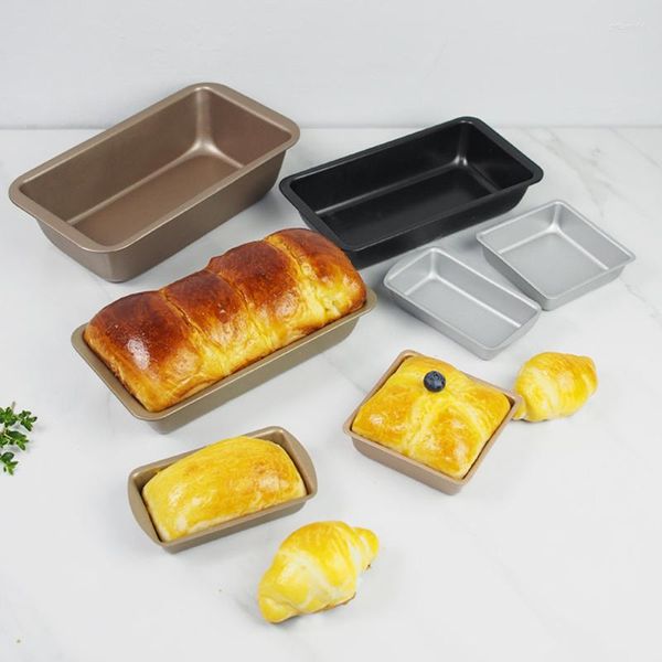 Moules de cuisson 1pcs Moule antiadhésif avec couvercle Toast Moule Baguette Plateau Pan 9/6/5/4 pouces en acier au carbone Outils de cuisine polyvalents