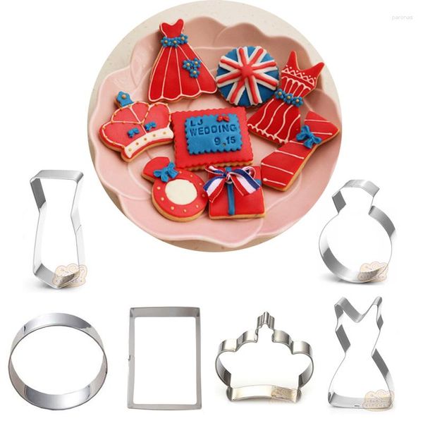 Moldes para hornear, 1 Uds., pastelería, vestido de estilo británico, anillo, corbata, corona, cortador de galletas, Sugarcraft, Fondant, herramientas para pasteles, molde para galletas, utensilios para hornear, pastelería