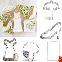 Bakvormen 1 stks Patisserie Reposteria Hoge Hak Schoenen Jurk Bruiloft Cookie Cutters Fondant Cake Decor Gereedschap Cupcake Toppers Biscuit Mould