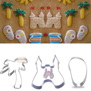 Bakvormen 1pcs Patisserie Reposteria Coconut Tree Castle Flip Flop Fondant Cake Decor Tool Cookie Cutter Biscuit Mould Pastry Cupcake