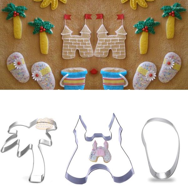 Moules de cuisson 1pcs Pâtisserie Reposteria Cocotier Château Flip Flop Fondant Gâteau Décor Outil Cookie Cutter Biscuit Moule Pâtisserie Cupcake