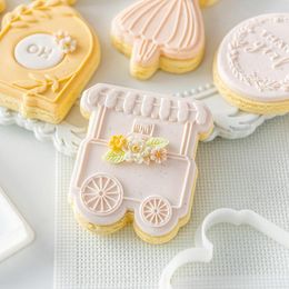 Moules de cuisson 1 pièces princesse joyeux anniversaire gâteau Cookie Embosser Cutter acrylique Fondant sucre artisanat timbre décoration outils