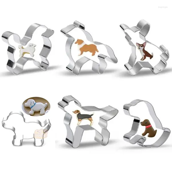 Moules de cuisson 1pcs Chiots Métal Cookie Cutter Chien Fondant Gâteau Décor Biscuit Pasty Shop Moule Patisserie Reposteria Gateau Outil