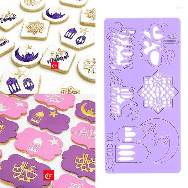 1 Juego de moldes para hornear Eid Mubarak, molde acrílico para galletas, cortador de Fondant para galletas, herramienta para estampar en relieve, decoración de pastel de fiesta de Ramadán