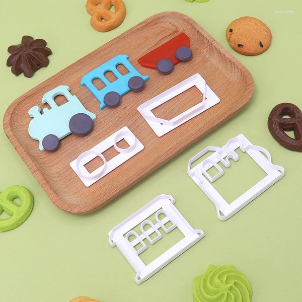 Moules de cuisson 2/4pcs petit train emporte-pièce bébé douche fête enfants anniversaire moule fondant biscuit gâteau décoration outils