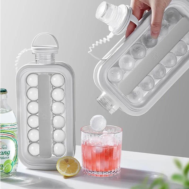 Baking Moulds 2 In 1 Portable Silicone Ice Ball Maker Kettle Creative Cube Mold Kitchen Bar Gadgets Hockey Lattice Making Tool