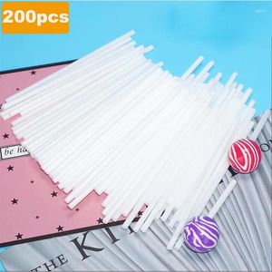 Bakvormen 200 stuks Plastic Lollipop Sticks Veilig Wit DIY Cake Gereedschappen Schimmel Chocolade Suiker Snoep Lollypop Makers