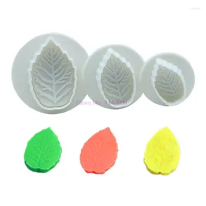 Bakvormen 200 sets 3 stks/set Biscuit Cake Rose Leaf Plunger Fondant Decorating Sugar Craft Mold Cookie Cutter Gereedschap