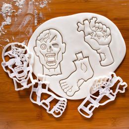Moules de cuisson 2023 Halloween Cookie Moule Tête de zombie Chauve-souris Cerveau Organes Citrouille 3D Dessin animé Pressable Biscuit Chocolat Gâteau Accessoires