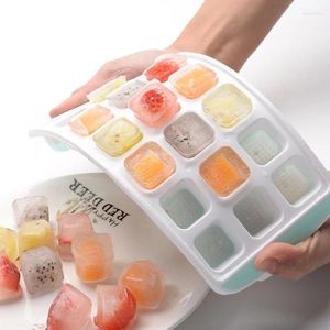 Moldes para hornear 21 Grid bandejas cuadradas de hielo de fondo de silicona suave con tapas de cubo caseras de verano.