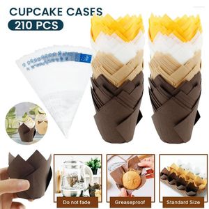 Moules de cuisson 210pcs gâteau tasset coffret de gâteau alimentaire en papier libraires cupcakes résistants à la chaleur enveloppe étanche à muffins