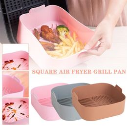 Bakvormen 21CM Siliconen Air Fryer Pot Lade BBQ Barbecue Pad Plaat Airfryer Oven Bakvorm Pot Voedsel Veilig Herbruikbare Keuken Acc2940