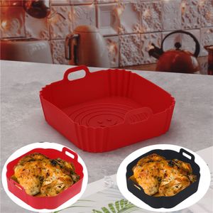 Moules de cuisson 22cm Air Fryers Four Plateau Fried Chicken Basket Mat AirFryer Silicone Pot Square Replacemen Grill Pan Accessoires Outil 230923