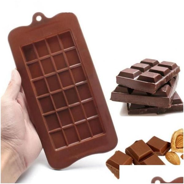 Moldes para hornear 24 Rejilla Cuadrado Molde de chocolate Sile Postre Bloque Bar Pastel de hielo Caramelo Azúcar Hornear Mod LX2747 Entrega de gotas Home Garden Kitc Dhrlh