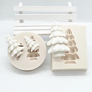 Bakvormen 2pc 3d kerstboom siliconen hars fondant mallen voor doe -het -zelfgebak caart gips decoratie gereedschap keuken m003