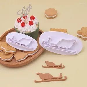 Bakvormen 2 stks kerstslee koekjes Cutter Mold Biscuit Fondant Tool voor doe -het -zelf plastic oppas witte home keuken