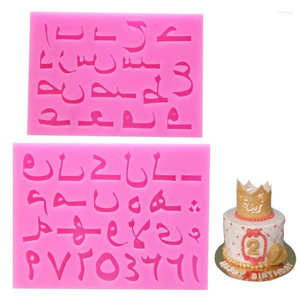 Moules de cuisson 2 pièces/lot Alphabet arabe lettre numéro Silicone Fondant moules anniversaire gâteau décoration outils bonbons chocolat Gumpaste