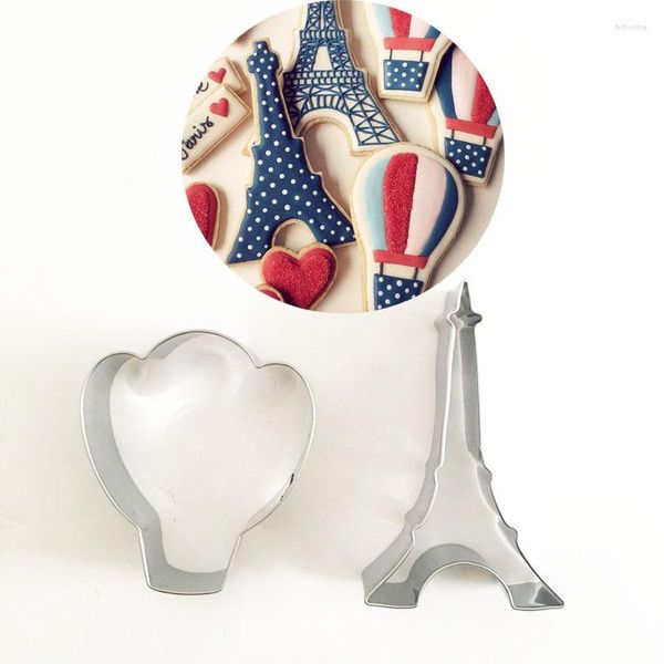 Moules de cuisson 2pcs Patisserie Reposteria Paris Tour Eiffel Ballon Fondant Gâteau Décor Outils Cookie Cutter Biscuit Pâtisserie Pâte Moule