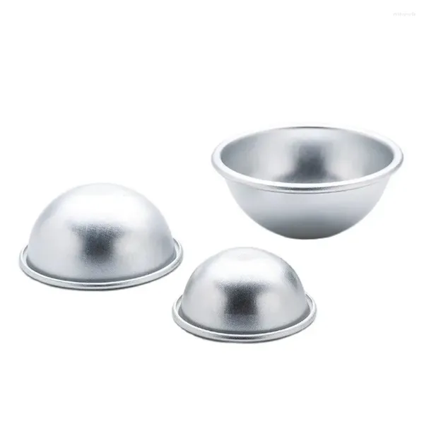 Moldes para hornear 2 unids aleación de aluminio redonda moldes de bombas de baño herramienta de bricolaje bola de sal artesanía casera regalos semicírculo esfera molde de metal