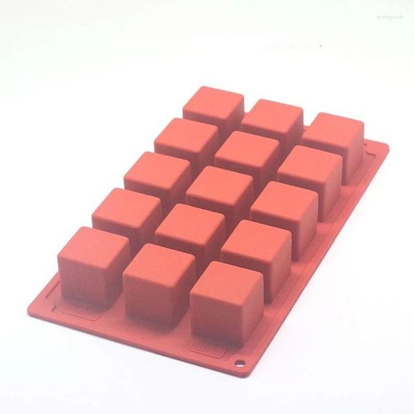 Moldes para hornear 3.3x3.3 Cubo mousse pastel de silicona molde de silicona 15 cuadrícula de postre francés pudín