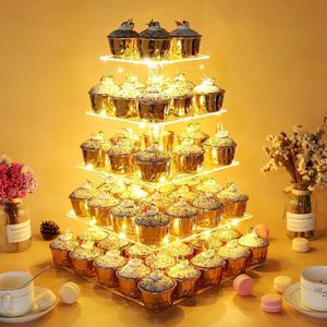 Moules de cuisson 3 4 5 6 7 Niveau Acrylique Gâteau De Mariage Stand Cristal Coupe Présentoir Cupcake Titulaire Plaque Fête D'anniversaire Décoration Stands 230413