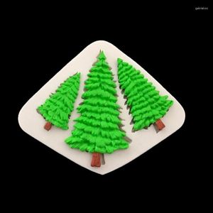 Moldes para hornear 3 árbol de Navidad platino silicona Sugarcraft molde utensilios para decoración de tortas con fondant utensilios para hornear