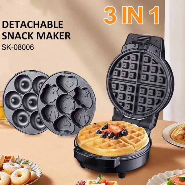 Moldes para hornear 3 en 1 mini fabricante de gofres con 6 platos extraíbles sándwich Eggette antiadherente Portable para desayunar