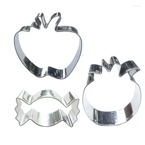 Moules de cuisson 3 pcs Apple Toffee Ananas en acier inoxydable Cookie Cutter Biscuit Gaufrage Machine Pâtisserie Doux Bonbons Gâteau Décoration Outils