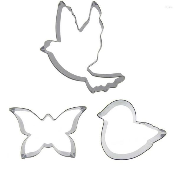 Moules de Cuisson 3 Pcs Pigeon Papillon Poulet En Acier Inoxydable Emporte-pièce Biscuit Gaufrage Machine Chocolats Pâtisserie Gâteau Décoration Outils