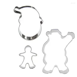 Moldes para hornear 3 PCS Santa Claus Little Man Sombrero de Navidad Cortador de galletas de acero inoxidable Máquina de estampado de galletas Moldes Herramientas de decoración de pasteles