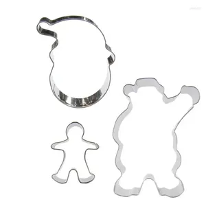 Bakvormen 3 stuks Kerstman Kleine Man Kerstmuts RVS Cookie Cutter Biscuit Embossing Machine Mallen Taart Decoreren Gereedschappen