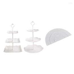 Bakvormen 3-Tier Helder Acryl Halve Cirkel Ronde Cupcake Dessert Display Stand Met 2 Set Witte Cake